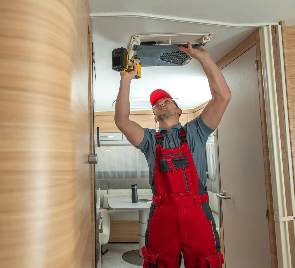 Los Angeles remodeling contractor working on interior ceiling installation during a home renovation project.