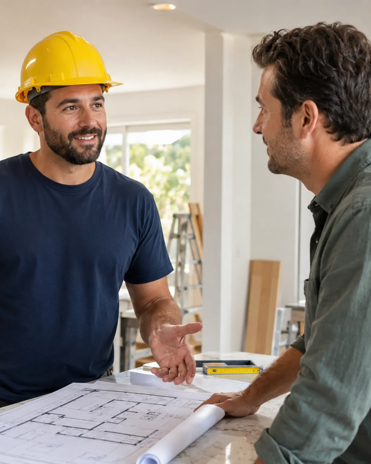 Remodeling Team LA contractor answering homeowner questions about a Los Angeles remodeling project