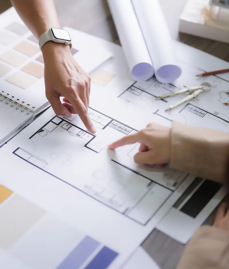 Remodel planning and floor plan review for a Los Angeles home renovation project.