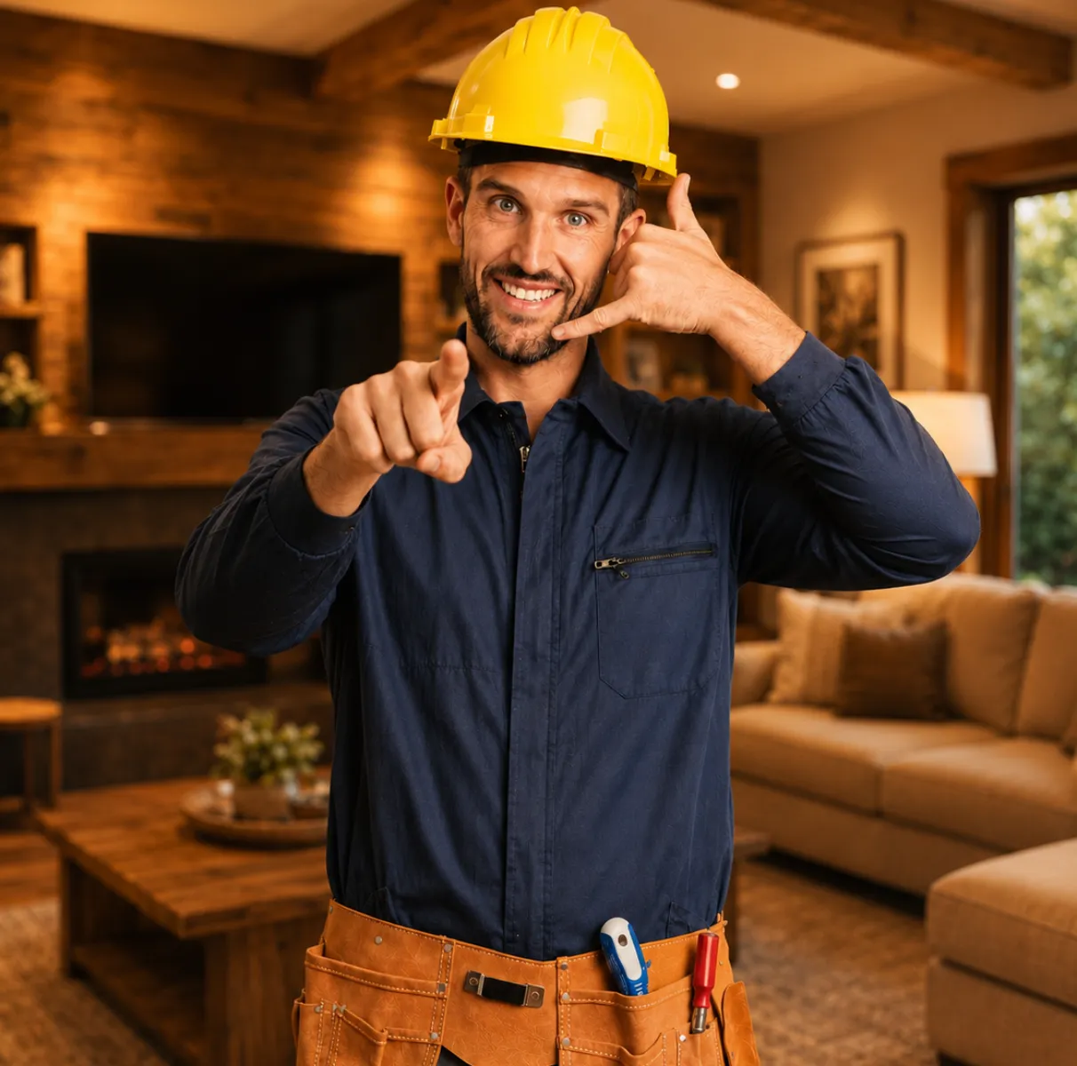 Remodeling Team LA contractor reviewing a Los Angeles home remodeling project inside a residential living room